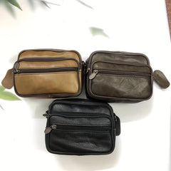 Men's Leather Shoulder Bag Small Satchel Crossbody Bag Durable Mobile Phone Bag