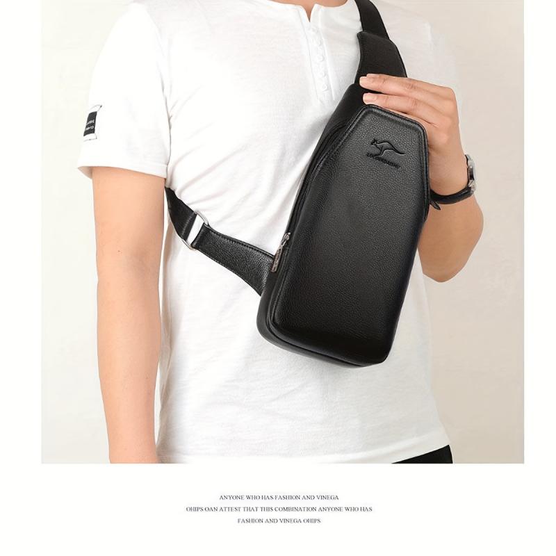 Men's Leather Crossbody Bag Multifunction Shoulder Bag for Outdoor Sports
