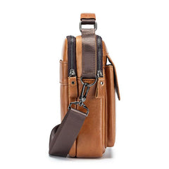 Men's Cowhide Shoulder Bag Vertical Square Type Headband Bag