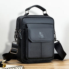 Men's Cowhide Shoulder Bag Vertical Square Type Headband Bag