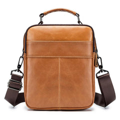 Men's Cowhide Shoulder Bag Vertical Square Type Headband Bag