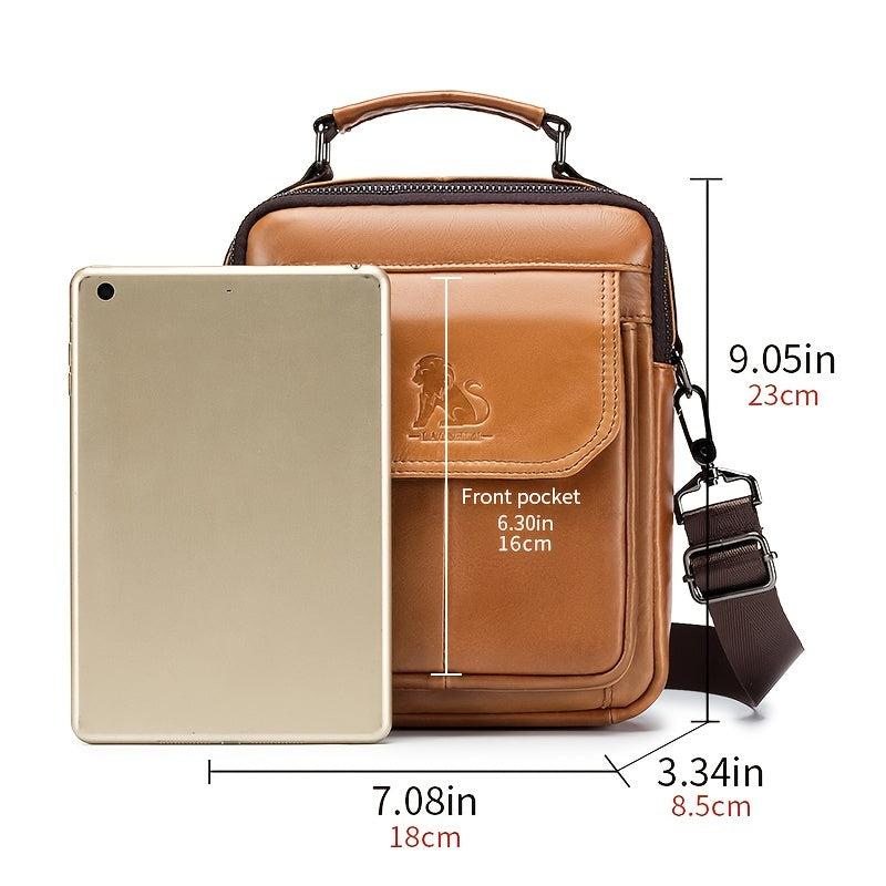 Men's Cowhide Shoulder Bag Vertical Square Type Headband Bag