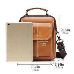 Men's Cowhide Shoulder Bag Vertical Square Type Headband Bag