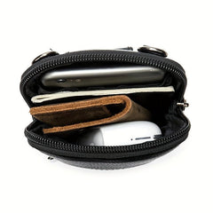 Men's Cowhide Crossbody Bag Lightweight Vertical Shoulder Bag