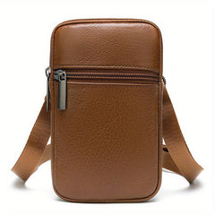 Men's Cowhide Crossbody Bag Lightweight Vertical Shoulder Bag