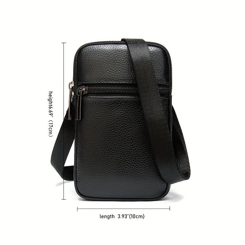 Men's Cowhide Crossbody Bag Lightweight Vertical Shoulder Bag