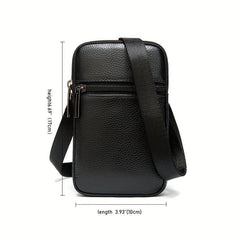 Men's Cowhide Crossbody Bag Lightweight Vertical Shoulder Bag