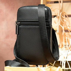 Men's Cowhide Crossbody Bag Lightweight Vertical Shoulder Bag