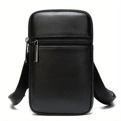 Men's Cowhide Crossbody Bag Lightweight Vertical Shoulder Bag