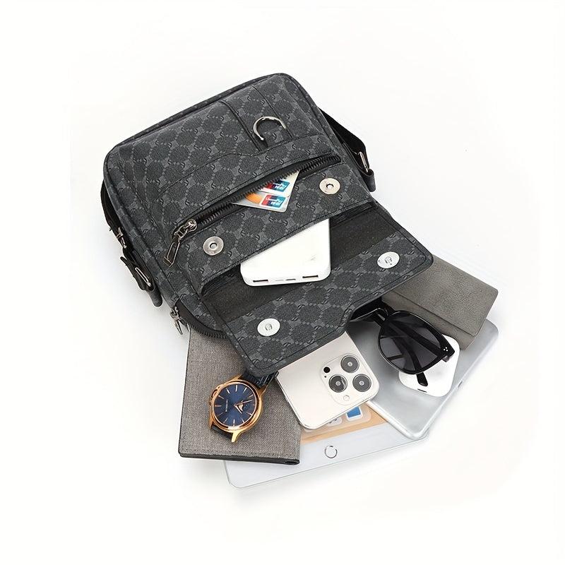 Men's Leather Crossbody Bag Vertical Shoulder Bag For Outdoor Sports Travel Work