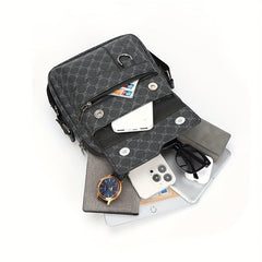 Men's Leather Crossbody Bag Vertical Shoulder Bag For Outdoor Sports Travel Work