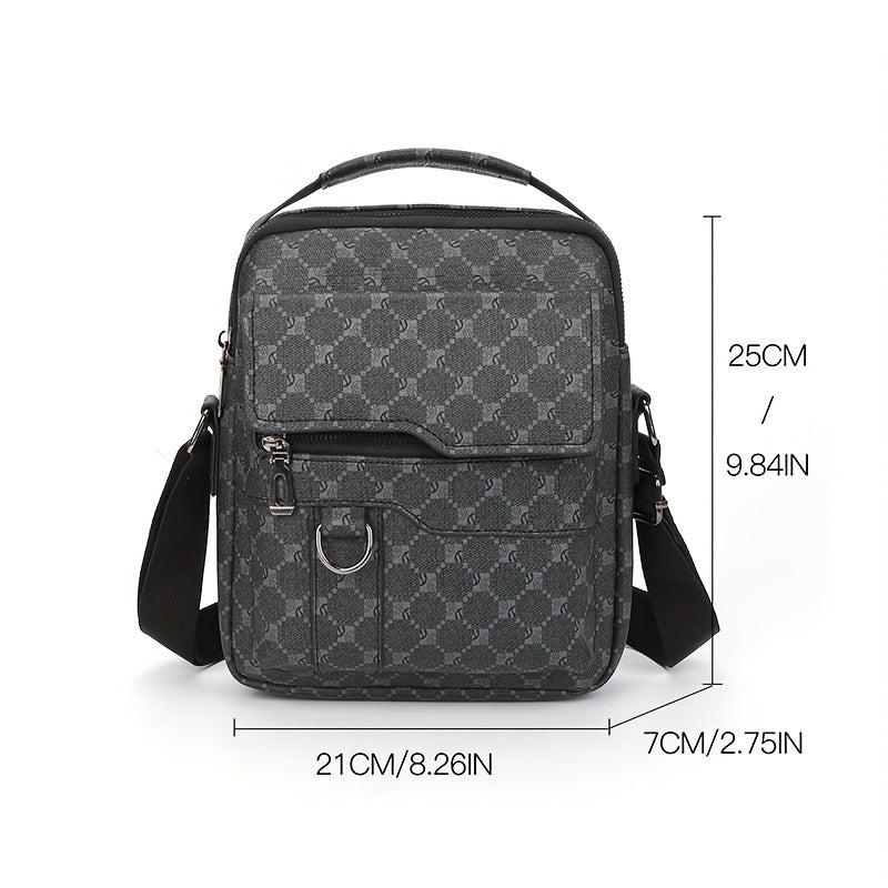 Men's Leather Crossbody Bag Vertical Shoulder Bag For Outdoor Sports Travel Work