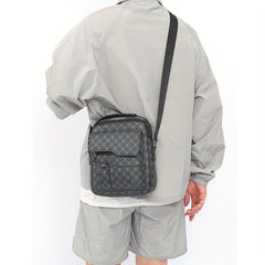 Men's Leather Crossbody Bag Vertical Shoulder Bag For Outdoor Sports Travel Work