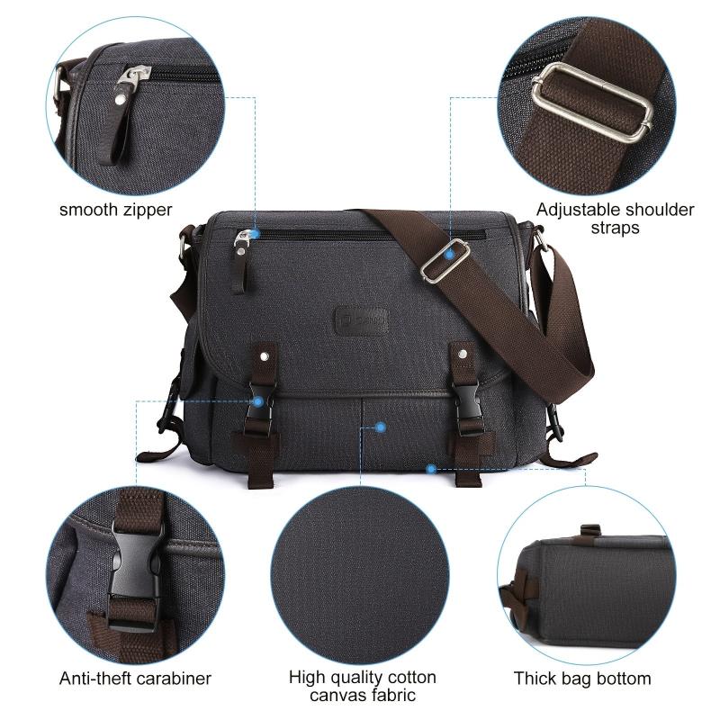 Water Resistant Canvas Messenger Bag for Men & Women