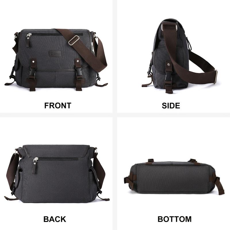 Water Resistant Canvas Messenger Bag for Men & Women