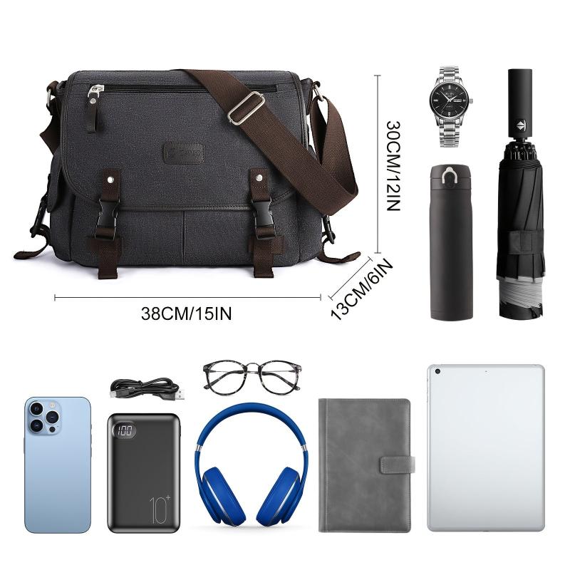 Water Resistant Canvas Messenger Bag for Men & Women