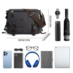 Water Resistant Canvas Messenger Bag for Men & Women