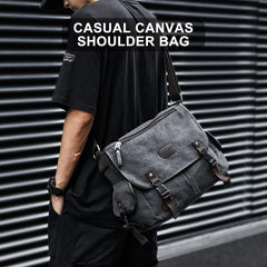 Water Resistant Canvas Messenger Bag for Men & Women