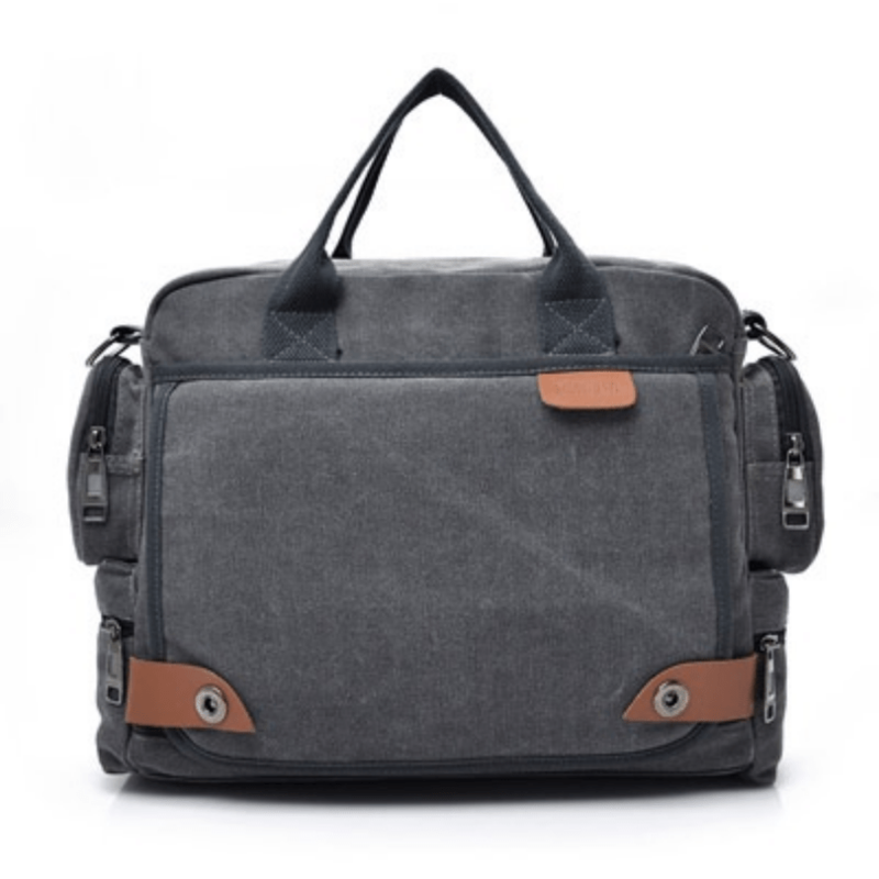 Men's Compartment Canvas Laptop Crossbody Bag Travel Work Shoulder Bag