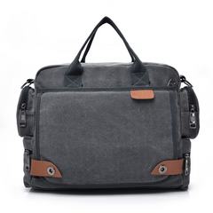 Men's Compartment Canvas Laptop Crossbody Bag Travel Work Shoulder Bag