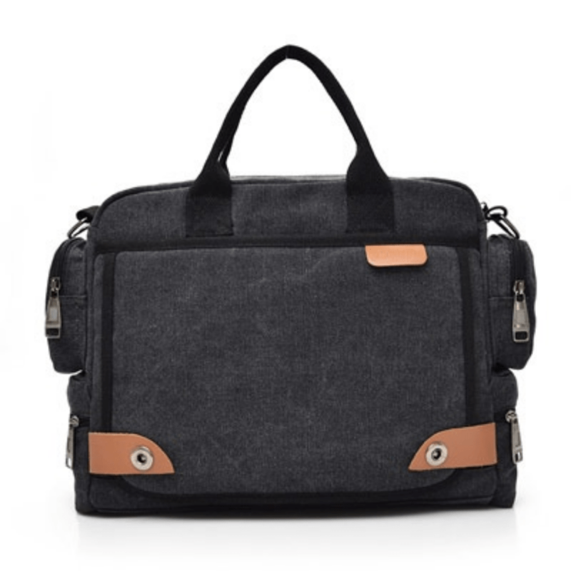 Men's Compartment Canvas Laptop Crossbody Bag Travel Work Shoulder Bag
