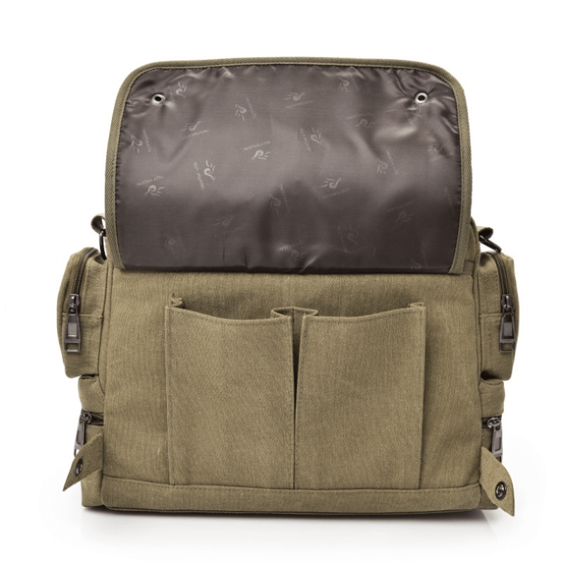 Men's Compartment Canvas Laptop Crossbody Bag Travel Work Shoulder Bag