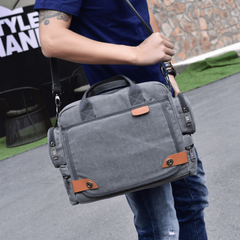Men's Compartment Canvas Laptop Crossbody Bag Travel Work Shoulder Bag