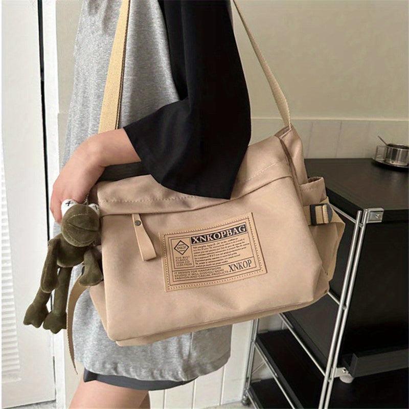 Waterproof Nylon Letter Patch Crossbody Bags Large Capacity Casual Shoulder Bags