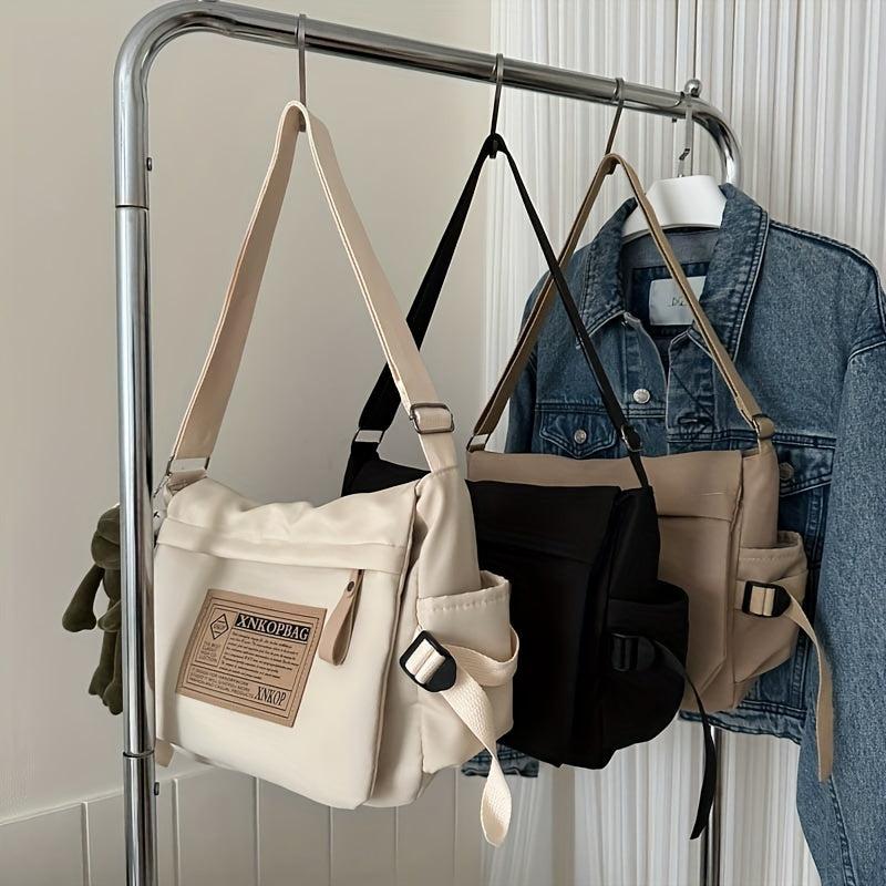 Waterproof Nylon Letter Patch Crossbody Bags Large Capacity Casual Shoulder Bags
