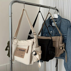 Waterproof Nylon Letter Patch Crossbody Bags Large Capacity Casual Shoulder Bags