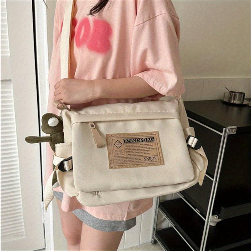 Waterproof Nylon Letter Patch Crossbody Bags Large Capacity Casual Shoulder Bags