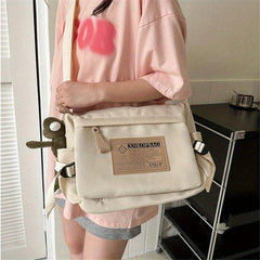 Waterproof Nylon Letter Patch Crossbody Bags Large Capacity Casual Shoulder Bags