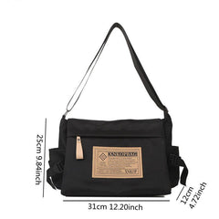 Waterproof Nylon Letter Patch Crossbody Bags Large Capacity Casual Shoulder Bags