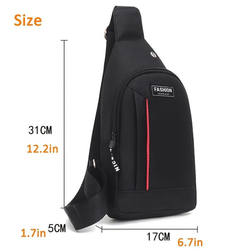 Men's Solid Plain Nylon Crossbody Bag Casual Chest Bag For Men