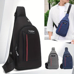 Men's Solid Plain Nylon Crossbody Bag Casual Chest Bag For Men
