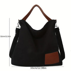 Canvas Large Capacity Niche Tote Handbag For Commuting College Students