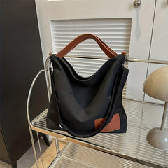 Canvas Large Capacity Niche Tote Handbag For Commuting College Students