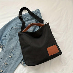 Canvas Large Capacity Niche Tote Handbag For Commuting College Students