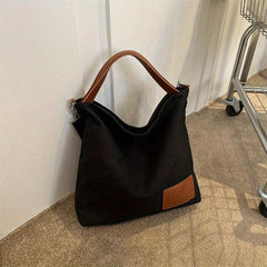 Canvas Large Capacity Niche Tote Handbag For Commuting College Students