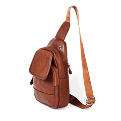 Leather Sling Backpack Crossbody Shoulder Bag Travel Chest Bag