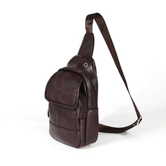 Leather Sling Backpack Crossbody Shoulder Bag Travel Chest Bag
