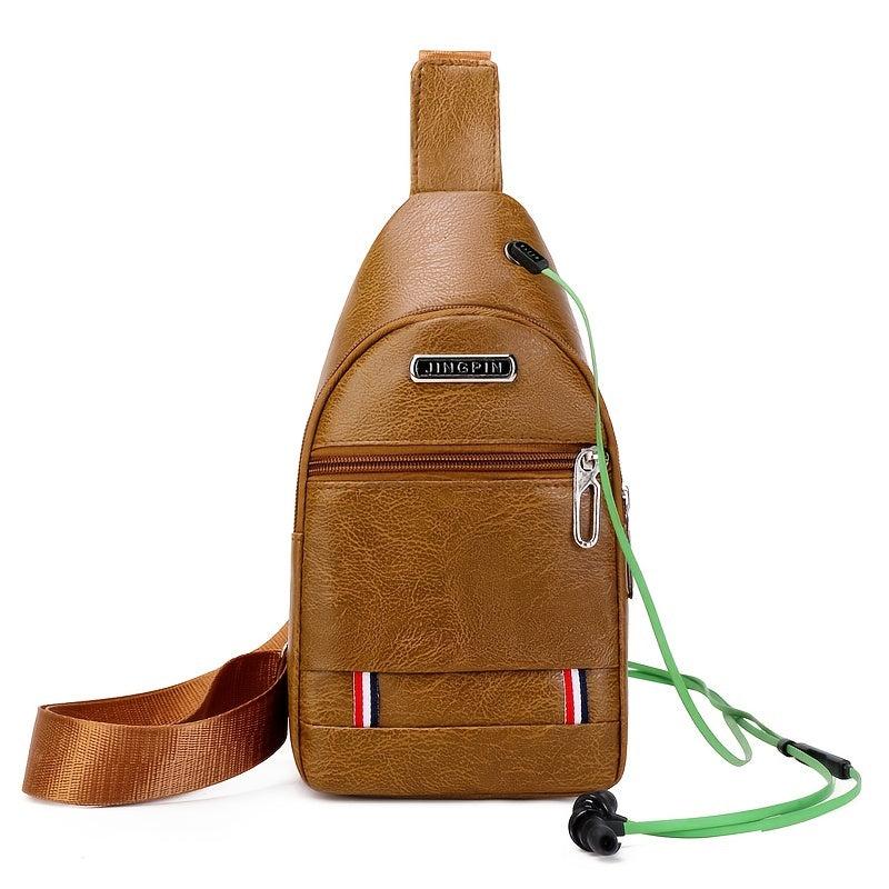 Men's Chest Bag - Casual PU Shoulder Messenger Bag