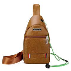 Men's Chest Bag - Casual PU Shoulder Messenger Bag
