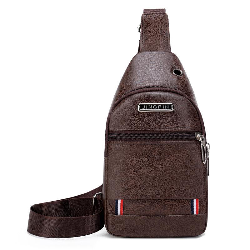 Men's Chest Bag - Casual PU Shoulder Messenger Bag