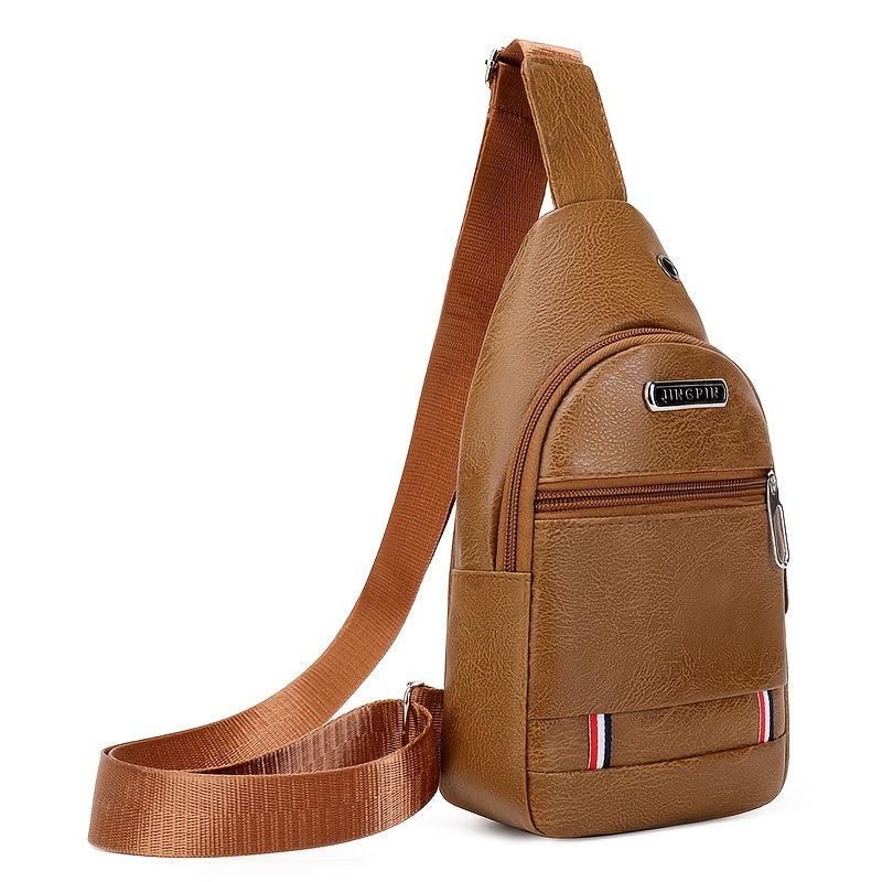 Men's Chest Bag - Casual PU Shoulder Messenger Bag