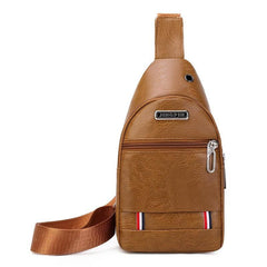 Men's Chest Bag - Casual PU Shoulder Messenger Bag