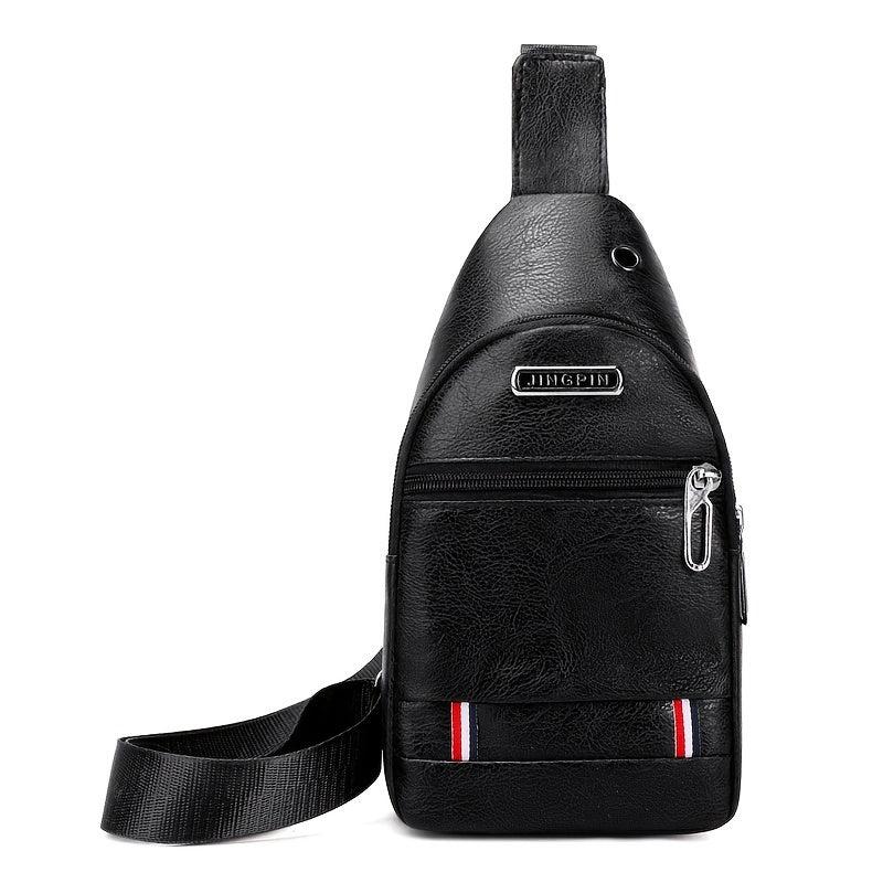 Men's Chest Bag - Casual PU Shoulder Messenger Bag