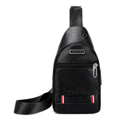 Men's Chest Bag - Casual PU Shoulder Messenger Bag