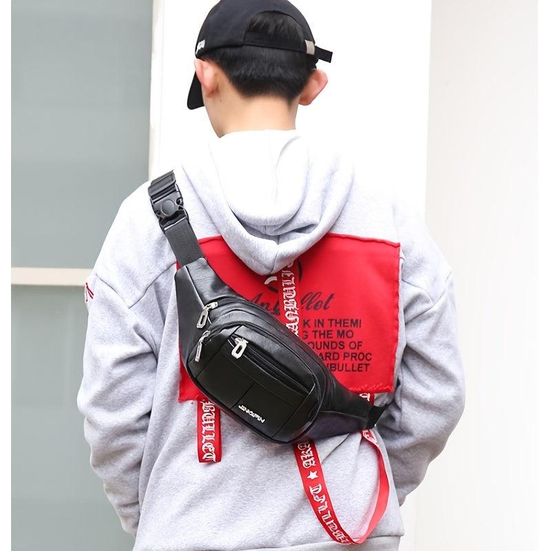 Men's PU Leather Large Capacity Waist Bag for Sports
