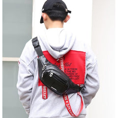 Men's PU Leather Large Capacity Waist Bag for Sports